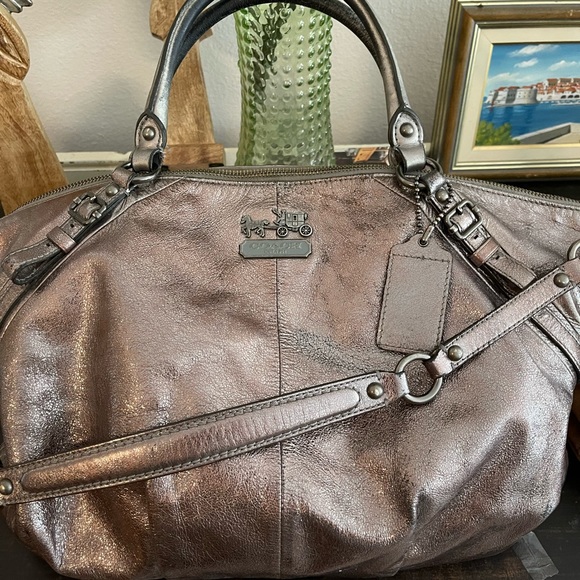 Coach Madison Sophia Metallic Leather Satchel Shoulder Bag Purse H1026-15955 - Picture 1 of 16